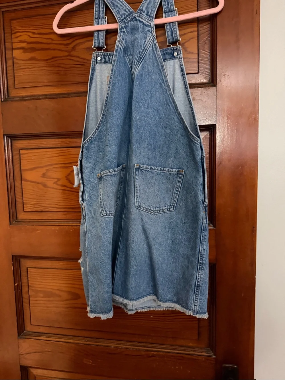 GAP Light Blue Distressed Denim Overall Dress